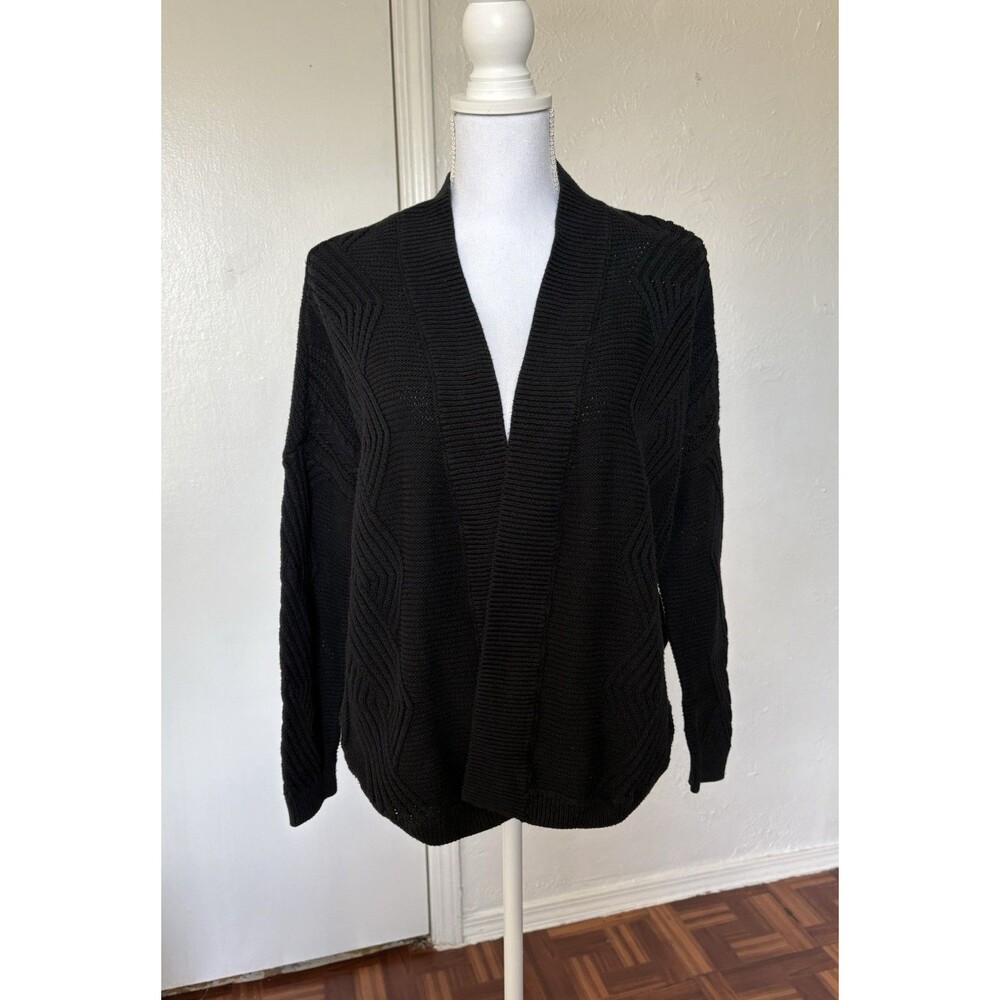 Universal Thread Women's Black Open Front Cable Knit Cardigan Size Small